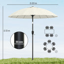 Outsunny 2m Shanghai Garden Parasol Umbrella, Outdoor Sun Shade, Cream White