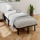 HOMCOM 3ft Single Bed Frame, Metal Platform Bed Frame with 2 x 14 Wood Slats