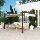 Outsunny Pergola with Retractable Roof and Aluminium Frame - Khaki