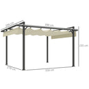 Outsunny Pergola with Retractable Roof and Aluminium Frame - Khaki