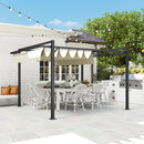 Outsunny Pergola with Retractable Roof and Aluminium Frame - Khaki