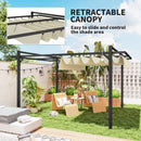 Outsunny Pergola with Retractable Roof and Aluminium Frame - Khaki