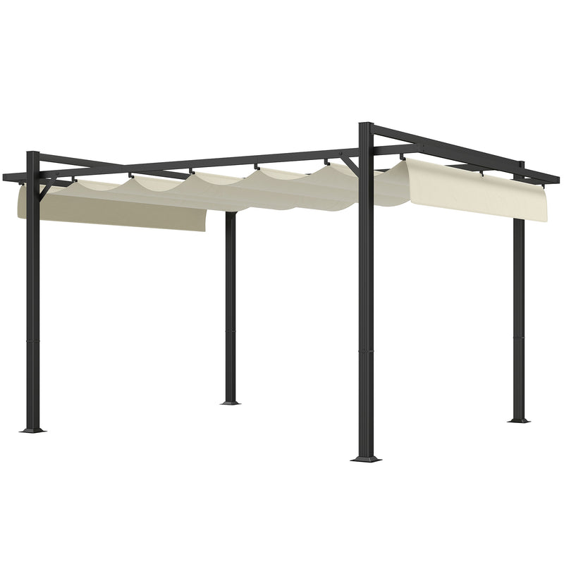 Outsunny Pergola with Retractable Roof and Aluminium Frame - Khaki