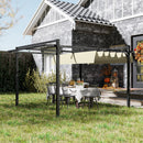 Outsunny Pergola with Retractable Roof and Aluminium Frame - Khaki