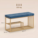 HOMCOM Shoe Storage Bench with Seat Cushion Tufted Shoe Rack Bench Dark Blue