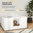 PawHut Dog Whelping Box with Whelping Pad, Adjustable Entrance - White