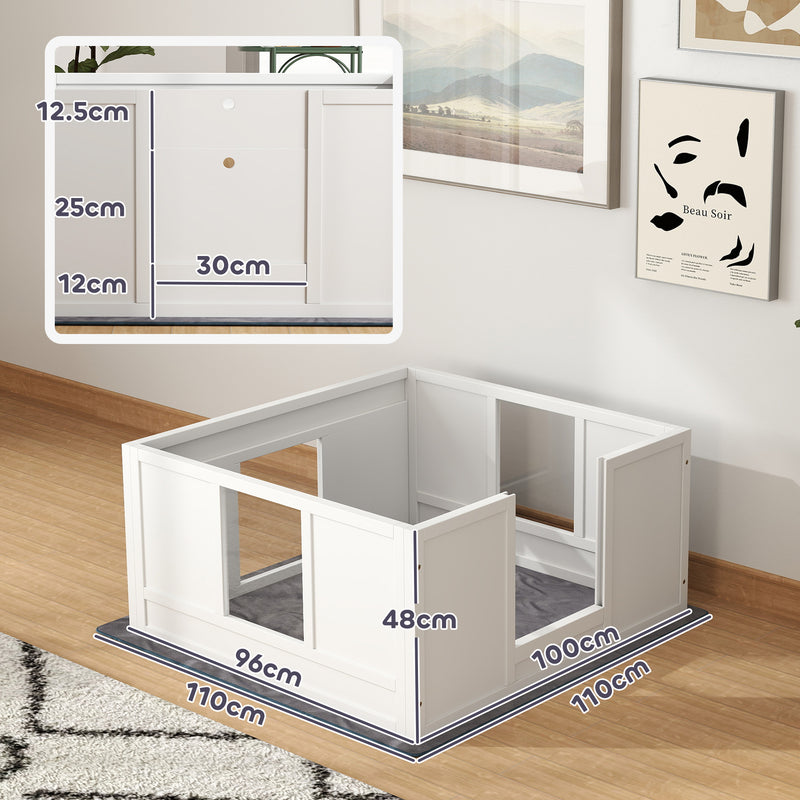 PawHut Dog Whelping Box with Whelping Pad, Adjustable Entrance - White
