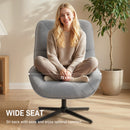 HOMCOM Swivel Accent Chair, Chenille Armchair With Lumbar Pillow, Light Grey