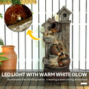Outsunny 2-in-1 Waterfall Fountain with Birdhouse, Resin Outdoor Fountain