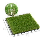 Outsunny 10-Piece Artificial Grass Set, Weatherproof Turf Tiles, Outdoor Carpet