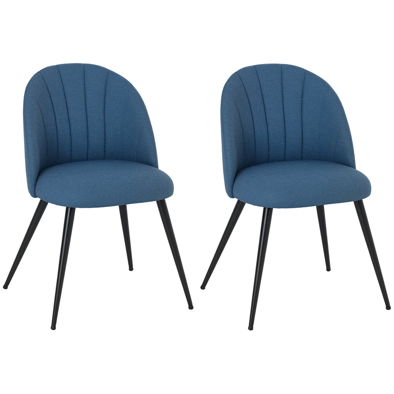 HOMCOM Set of 2 Dining Chairs with Shell Backrest and Padded Seat