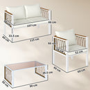 Outsunny 4 Seater Rattan Garden Furniture Set With Metal Frame, Cream White