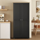 HOMCOM 172cm Wooden Storage Cabinet Cupboard With 4 Shelves Black