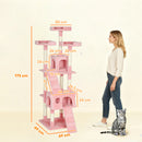 PawHut 173cm Cat Tower Scratching Post Activity Centre for Indoor Pink