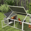 PawHut Wooden Chicken Run with Nesting Box, Openable Roof, for 4-8 Chickens