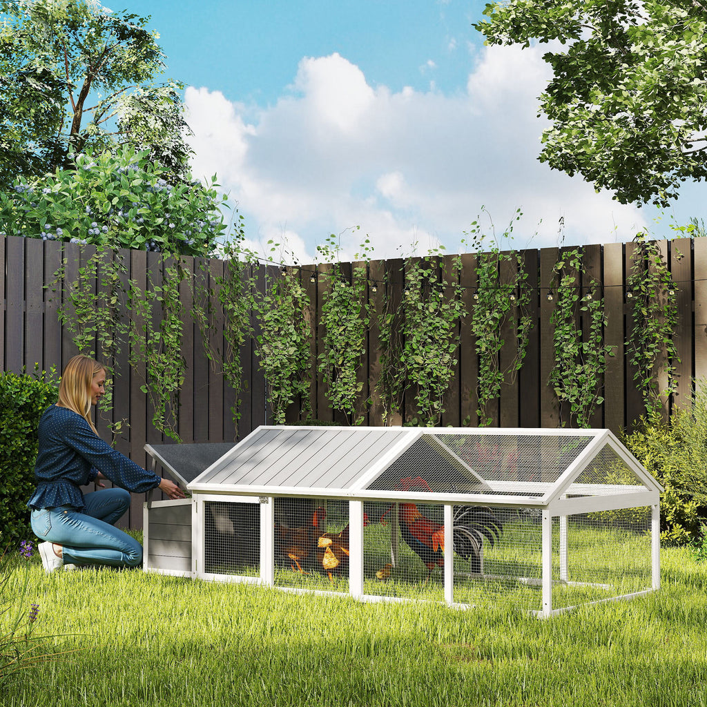 Openable Box PawHut Wooden Chicken Run with Nesting Box, Openable Roof, for 4-8 Chi