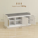 HOMCOM Shoe Storage Bench with Rattan Doors, Cushion, Entryway Shoe Bench