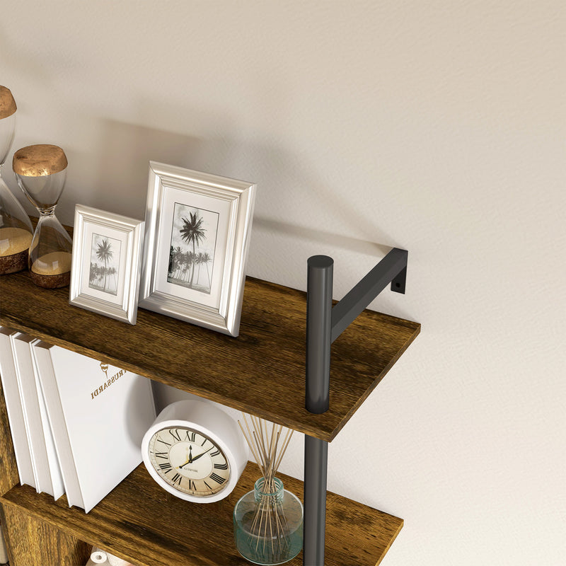 HOMCOM Wall Shelf Unit with 4 Hooks for Living Room
