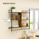 HOMCOM Wall Shelf Unit with 4 Hooks for Living Room