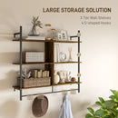 HOMCOM Wall Shelf Unit with 4 Hooks for Living Room