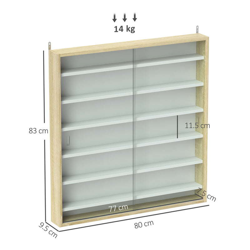 HOMCOM 7-Tier Wall Display Cabinet w/ Shelves Glass Doors