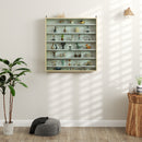 HOMCOM 7-Tier Wall Display Cabinet w/ Shelves Glass Doors