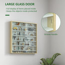 HOMCOM 7-Tier Wall Display Cabinet w/ Shelves Glass Doors