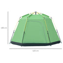 Outsunny 6 Person Pop Up Camping Tent, 2-Tier Design Backpacking Tent with 4 Windows 2 Doors Portable Carry Bag for Fishing Hiking, Green
