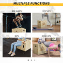 HOMCOM 3-in-1 Wooden Plyo Box for Home Gym, Workout Training, Natural