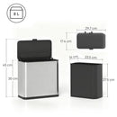 8L Hanging Kitchen Bin, Rubbish Bin W/ Stay-Open Lid For Under Sink