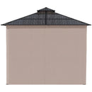 Outsunny Hard Top Gazebo  3m x 3m - Dark Grey & Khaki