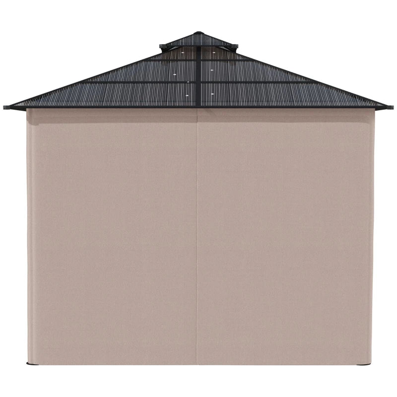 Outsunny Hard Top Gazebo  3m x 3m - Dark Grey & Khaki