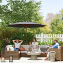 Outsunny Wooden Garden Parasol with Rope Pulley Mechanism and 8 Ribs