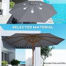 Outsunny Wooden Garden Parasol with Rope Pulley Mechanism and 8 Ribs