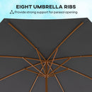 Outsunny Wooden Garden Parasol with Rope Pulley Mechanism and 8 Ribs