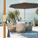 Outsunny Wooden Garden Parasol with Rope Pulley Mechanism and 8 Ribs