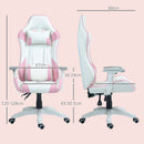 HOMCOM Gaming Chair For Adults Faux Leather Computer Chair W/ 3D Armrests - Pink/Blue