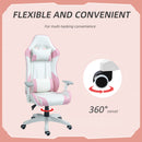 HOMCOM Gaming Chair For Adults Faux Leather Computer Chair W/ 3D Armrests - Pink/Blue