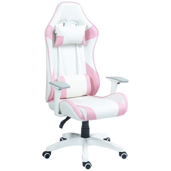 HOMCOM Gaming Chair For Adults Faux Leather Computer Chair W/ 3D Armrests - Pink/Blue