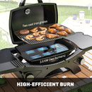 Outsunny 2 Burner Gas Grill, Tabletop BBQ With Cast Iron Grates, Black