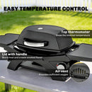 Outsunny 2 Burner Gas Grill, Tabletop BBQ With Cast Iron Grates, Black