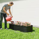Outsunny Galvanised Raised Garden Bed Planter Box with Safety Edging, Black
