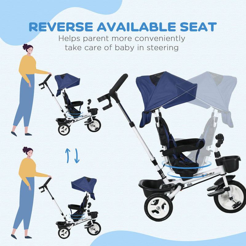 HOMCOM 6 In 1 Trike For Toddler 1-5 Years With Parent Handle