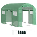 Outsunny Polytunnel Greenhouse with 3 Roll-up Doors, Green