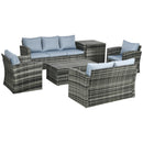 Outsunny 6 PCS Patio Rattan Sofa Set Conversation Furniture