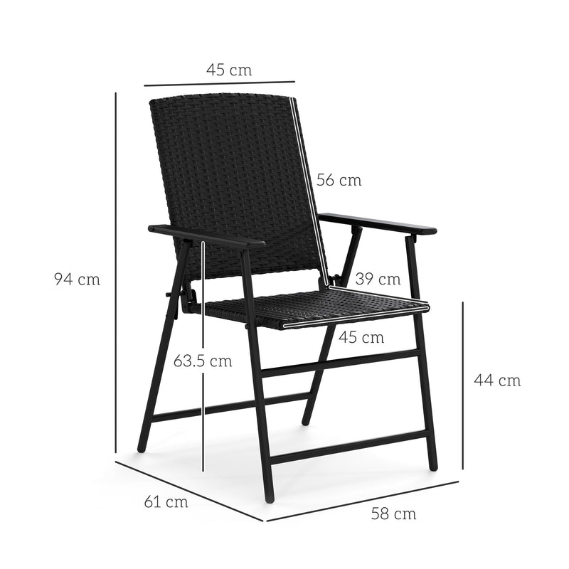 Outsunny 4pcs Rattan Chair Foldable Garden Furniture w/ Armrest