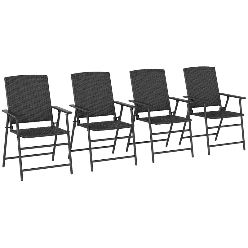 Outsunny 4pcs Rattan Chair Foldable Garden Furniture w/ Armrest