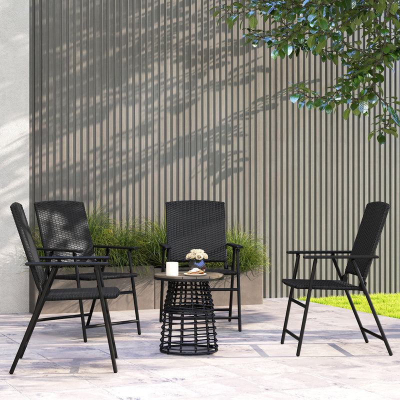 Outsunny 4pcs Rattan Chair Foldable Garden Furniture w/ Armrest