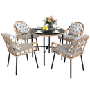 Outsunny 5 Piece Patio Rattan Dining Set W/ Removable Cushions
