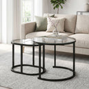 HOMCOM Modern Nest Of Tables With Steel Frame And Side Tables, Black